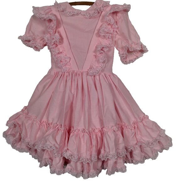 Vintage Miss Quality Pageant Dress 6X Pink Lace Ruffled Frilly Coquette Babydoll - Picture 2 of 16